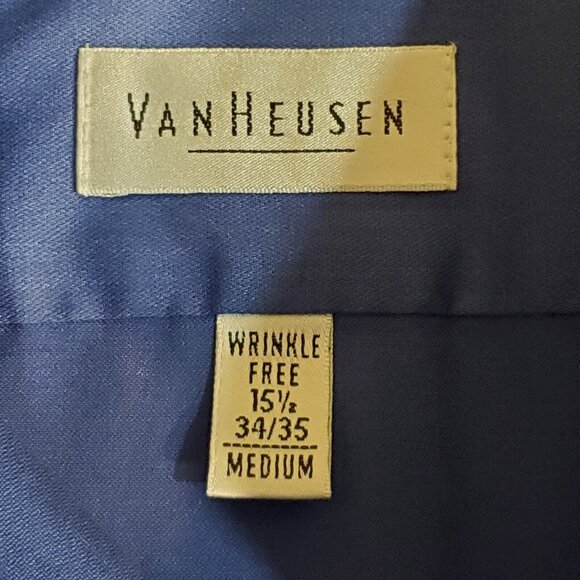 Van Heusen Fitted Wrinkle Free Dress Shirt Men's Size M 15 1/2 34/35 Royal Blue - Picture 9 of 9